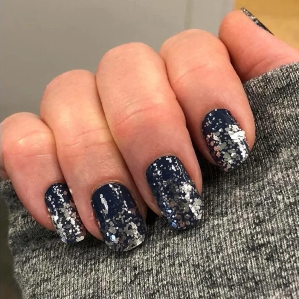 *Retired* Color Street: Lisbon Nights | Navy Blue Silver Glitter Sparkle Winter - Picture 2 of 11